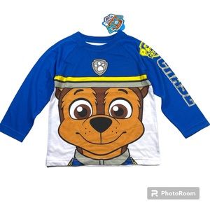 NWT Paw Patrol blue long sleeve tee with Chase screen print size 3T